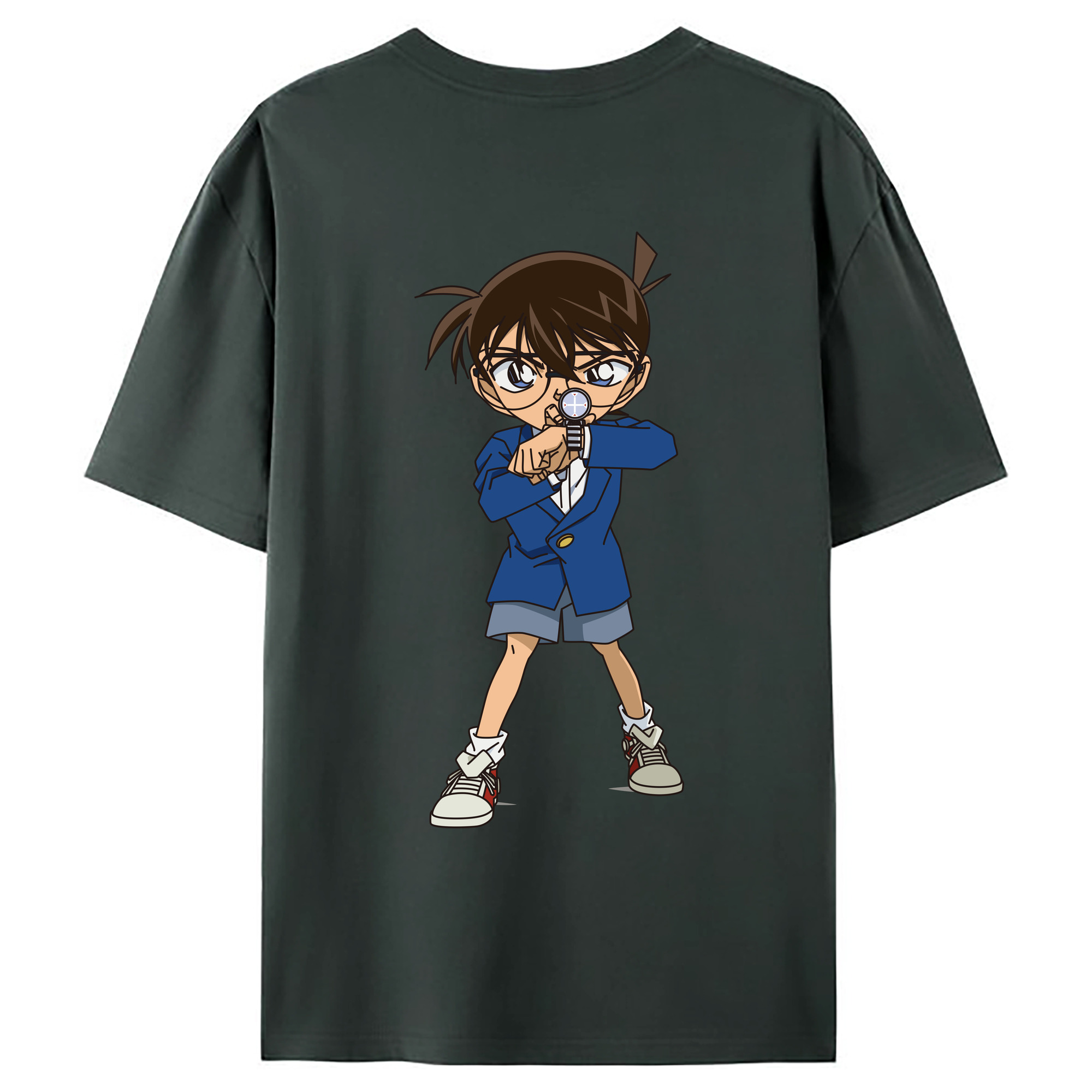 （画像用） 名探偵コナン 江戸川 コナン Detective Conan Conan Edogawa 綿100％ メンズ半袖Tシャツ（バックプリント） 通気性
